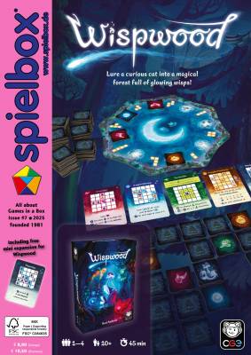 Cover of spielbox with the game Wispwood from Czech Games Edition