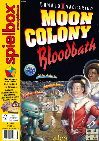 Titelbild der spielbox mit dem Spiel "Moon Colony-Bloodbath" von ALEA"